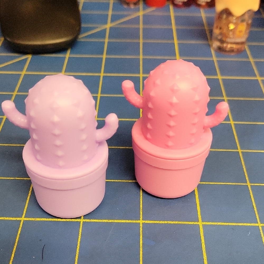 Set of 2 Pink & Purple Cactus Lip Balm New